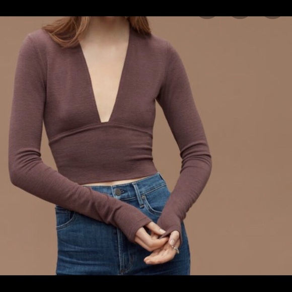 Aritzia Wilfred free crop top- purple xs - Picture 2 of 6